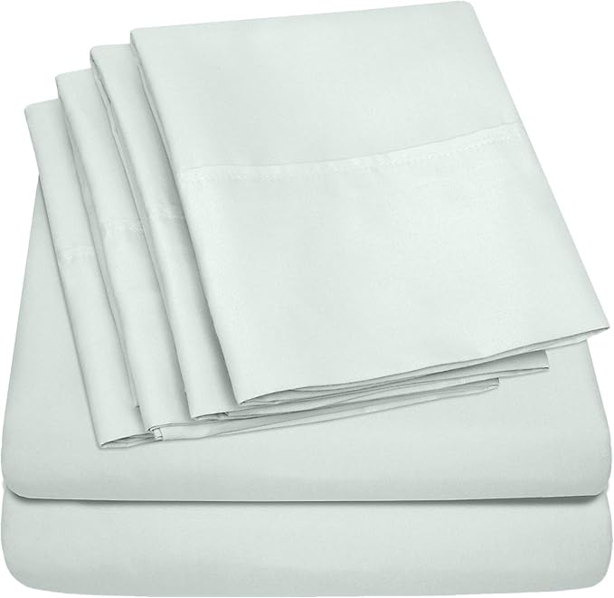 Sweet Home Collection 6 Piece 1500 Supreme Collection Brushed Microfiber Deep Pocket Sheet Set-2 Extra Pillow Cases, Great Value, Split King, Mint