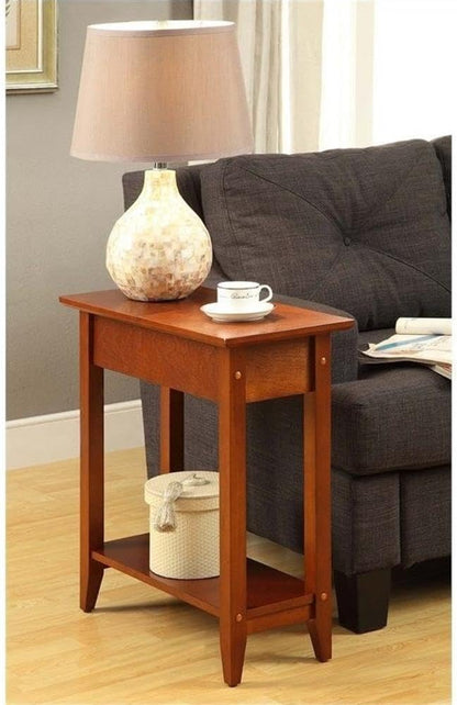 Convenience Concepts American Heritage Flip Top End Table 23.25" - Classic Narrow Chairside Accent with Hidden Storage & Lower Shelf for Traditional, Modern Living Room, Cherry