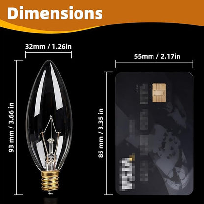 12-Pack E12 Candelabra Light Bulbs 40W, Dimmable Warm White 2500K Chandelier Light Bulbs for Ceiling Fan or Pendants, B10 Clear Candle Bulbs (Gold Base)
