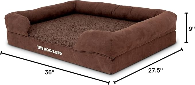 The Dog’s Bed, Large Brown Plush 36x27, Memory Foam, Pain Relief: Arthritis, Hip & Elbow Dysplasia, Post Surgery, Lameness, Supportive, Calming, Waterproof Washable Cover, Veterinary Approved-Mewly Pet