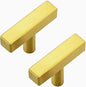 30 Pack Gold Cabinet Knobs - Sqaure Bar Cabinet Pulls Brushed Brass Knobs for Kitchen Drawer Stainless Steel Dresser Pulls for Kitchen Hardware 2in Length Single Hole