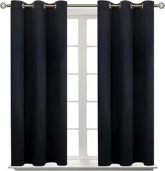 BGment Blackout Curtains - Grommet Thermal Insulated Room Darkening Bedroom and Living Room Curtain, Set of 2 Panels (38 x 54 Inch, Black)
