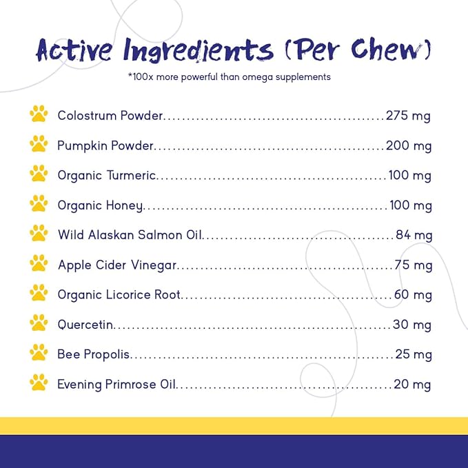 PupGrade Itch & Allergy Chew Supplement for Dogs Improved Immune Support & Seasonal Allergies with Alaskan Salmon Fish Oil - Helps with Anti-Itch - 60 Soft Chews-Mewly Pet