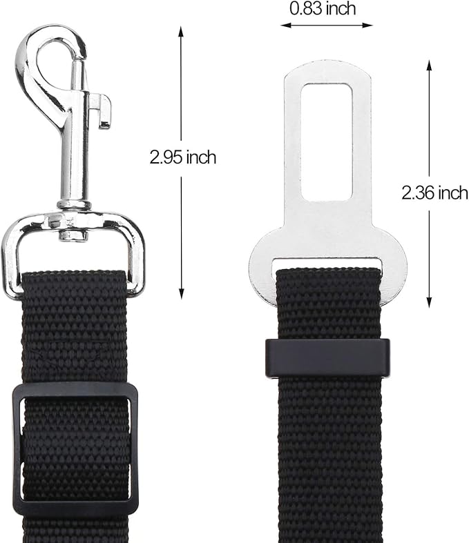 Elisel Elisel 2 Packs Adjustable Length Pet Dog Cat car seat Belt Pet seat Belt Pet Accessories for Dogs Cats and Pets (Black)-Mewly Pet