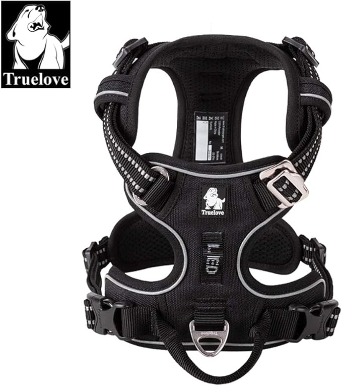 TRUE LOVE Dog Harness No Pull Nylon Reflective Pet Harness Adjustable Comfortable Control Step-in Brilliant Colors Truelove TLH56512 XS Black-Mewly Pet