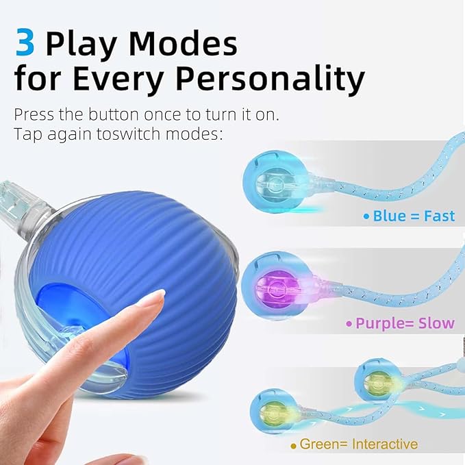 Speed 2.0 Tail Interactive Cat Toys for Indoor Cats, Chirping & Motion Activate Cat Toy, Smart Kitten Rolling Ball Moving Ball Toys, Rechargeable Dog Cat Bal l for Enrichment Exercise (Yellow)-Mewly Pet