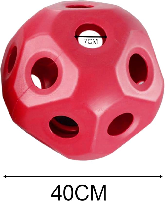 Cute 15.7" Horse Treat Ball, Carrot Feeding Toy Ball Multifunctional Hanging Treat Snack Ball for Horse Stable Stall Paddock Rest, Red-Mewly Pet