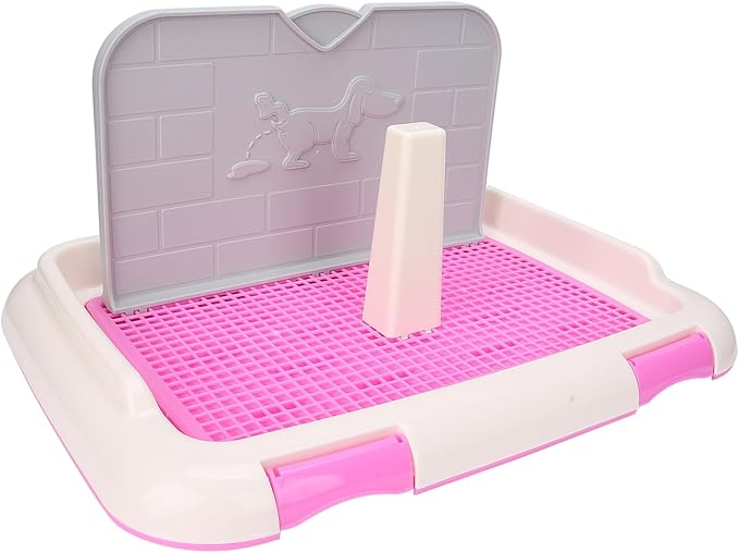 Puppy Dog Potty Tray, Puppy Training Toilet Tray Pet Training Pad Holder, Cat Potty Fence Dog Scheduled Urination Potty Tray, Dog Litter Box for Small and Medium Dogs, Bunny, Cats (Pink)-Mewly Pet