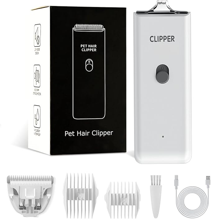 Feet Hair Trimmer, Dog Clippers,Quiet Washable USB Rechargeable Cordless Dog Grooming Kit,Electric Pets Hair Trimmers Shaver Shears for Dogs and Cats White-Mewly Pet