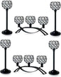 Crystal Tealight Candle Holder Centerpiece Home Decorative Candlestick Holder Elegant Table Centerpiece Home Decor Wedding Party Anniversary (Black, Set of 6)