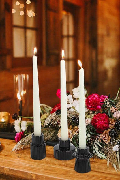 Vixdonos Taper Glass Candlestick Holders Tealight Candle Holders for Table Centerpieces, Wedding Decor and Dinner Party (6 Pcs, Black)