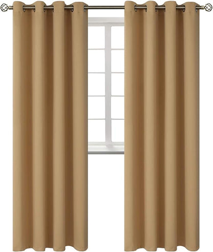 BGment Blackout Curtains - Grommet Thermal Insulated Room Darkening Bedroom and Living Room Curtains, Set of 2 Panels (52 x 120 Inch, Khaki)