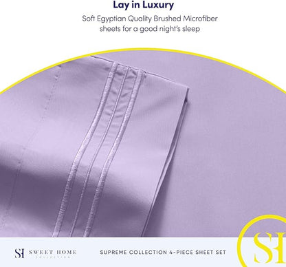 Twin Sheets - Breathable Luxury Sheets with Full Elastic & Secure Corner Straps Built In - 1800 Supreme Collection Extra Soft Deep Pocket Bedding Set, Sheet Set, Twin, Lavender