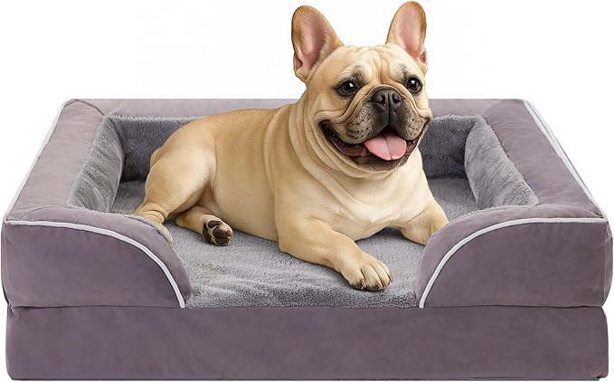 Comfort Expression Small Dog Beds Waterproof Orthopedic Foam Dog Sofa Beds for Medium Dogs Comfy Pet Bed with Washable Removable Cover & Non-Slip Bottom(Small,Purple)-Mewly Pet