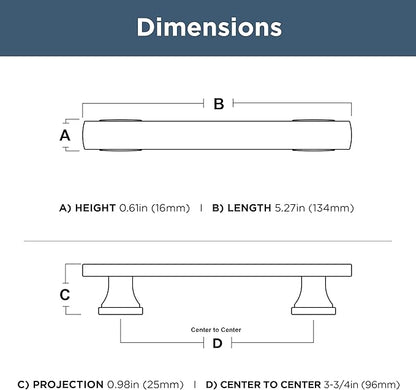 FRANKLIN BRASS Tiered Foot (10-Pack) Cabinet Handles 3-3/4" Hole Center Pulls | Matte Black Hardware Kitchen Door, Drawers, Dressers, Furniture P49573C-FB-B