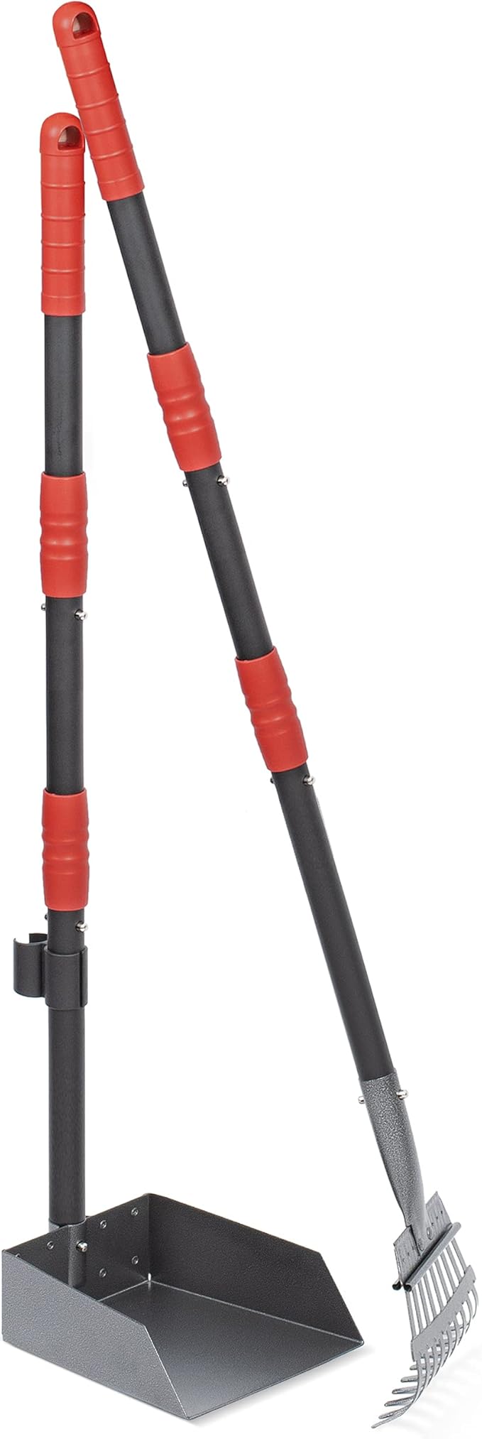 Heeyoo Dog Pooper Scooper, Dog Poop Tray and Rake Set, Pet Waste Removal Scoop with Long Adjustable Sectional Stainless Handles, 2 Pieces-Mewly Pet