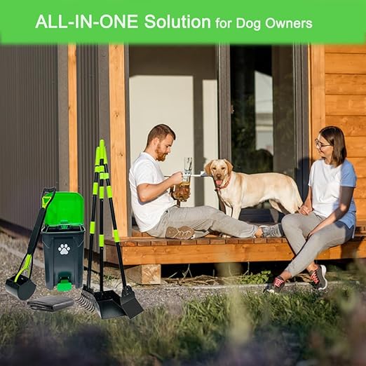 20L/5Gallon Dog Poop Trash Can Outside with Pooper Scooper & 50 Waste Bags- Outdoor Dog Poop Trash Can with Lid, Foot Pedal and Removable Inner Bin Waterproof and Odor Control-Mewly Pet