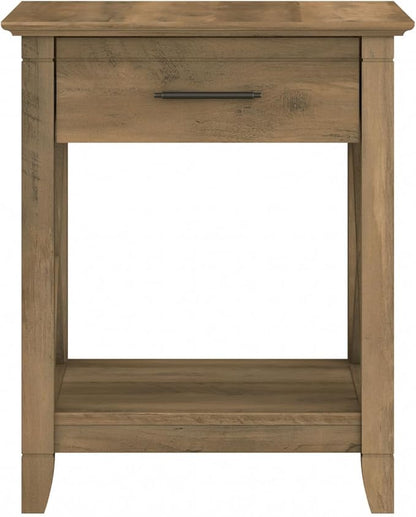 Bush Home End Table with Drawer, Nightstand with Storage, Living Room and Bedroom Furniture, Key West Collection, Reclaimed Pine