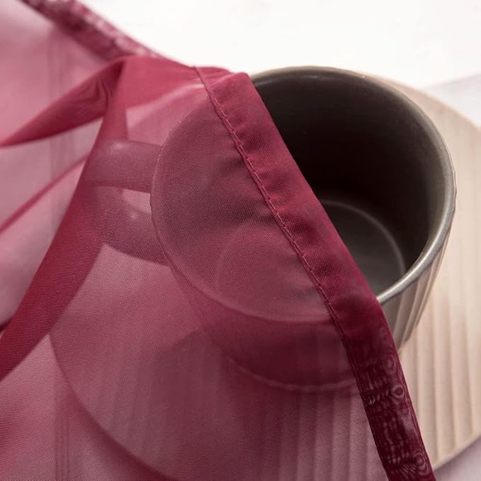 MIULEE Christmas Luxury Window Scarf Sheer Voile Elegant Topper Long Window Valance Solid Window Treatment Swags Drapes for Window Ceremony Wedding Canopy Bed 54" x 216" Maroon Red 1 Piece