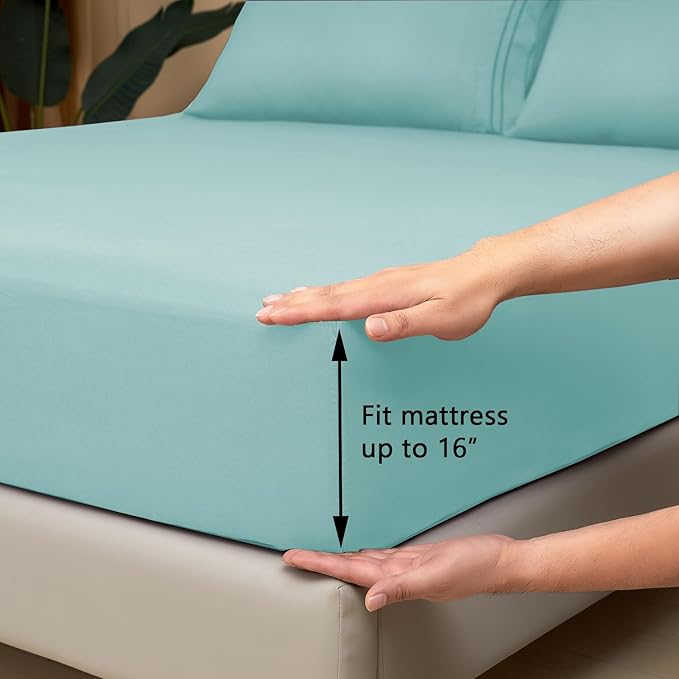 Mejoroom King Size Sheet Set - Soft Microfiber Bed Sheets,Deep Pocket Fitted Sheet, Soft, Breathable, Wrinkle & Fade Resistant - 4 Piece (King, Grayish Green)
