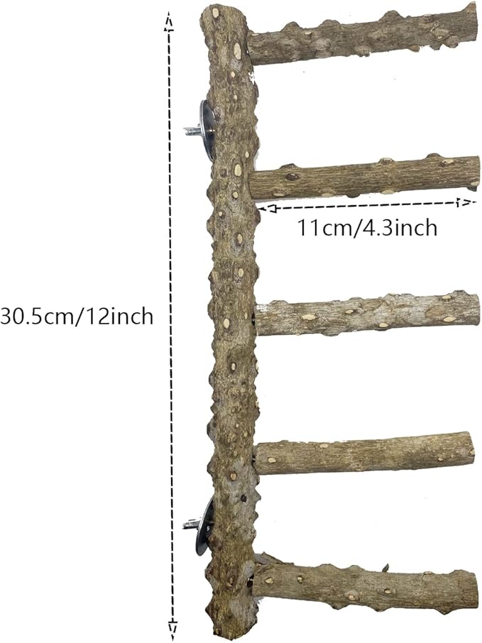 Allazone 3 PCS Nature Wood Bird Ladder Perch Nature Wood Stand Parrot Chew Toy Cage Hanging Pet Cage Bird Climbing Step Ladders for Small Animal-Mewly Pet