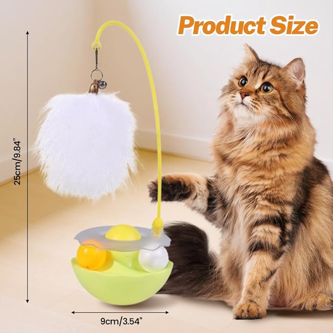 Interactive Cat Feather Toys, 2025 New Catnip Toy, Multifunctional Cat Teaser, Durable Track Ball Pet Toy for Indoor Play, Premium Pet Exercise Toy for Kittens and Adults (Pink)-Mewly Pet