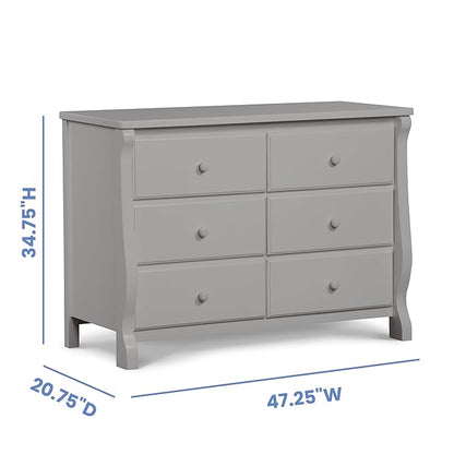 Delta Children Universal 6 Drawer Dresser with Interlocking Drawers - Greenguard Gold Certified, Grey