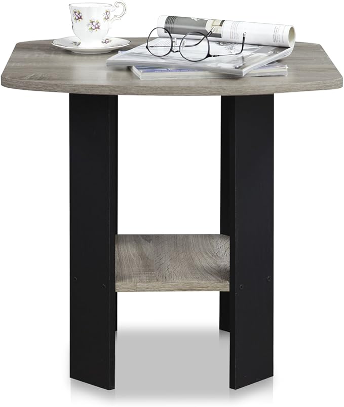 Furinno SIMPLE DESIGN Side Table, 2-Tier End Table, Open Shelves Night Stand, Bedside Table, for Living Room, Bedroom, French Oak