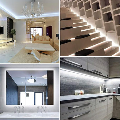 Battery Powered Led Strip Lights White, LED Strip Lights Waterproof Battery Operated Led Light Strip, Flexible, Cuttable Led Strip Lights for PC TV Mirror Kitchen Cabinet Shelves, Room Decor 13.2FT
