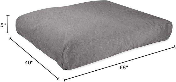K9 Ballistics Tough Rectangle Pillow XXL Extra Large Dog Bed - Removable Cover, Washable, Durable & Water Resistant Dog Bed Made for Big Dogs 68" x40 Light Gray Velvet-Mewly Pet