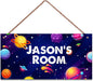 Personalized Sign, Stars Signs,Custom Name Sign,Wall Door Sign For Boys Room, Nursery Art For Kids Room Outer Space Theme Decor Astronaut Stickers For Girls Bedroom Little Man Cave