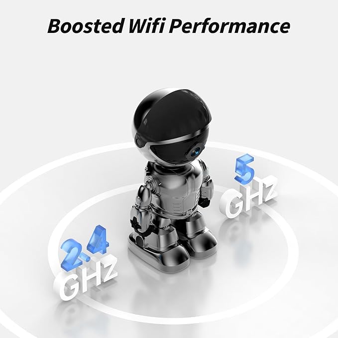 Indoor Camera 2K HD 5G/2.4Ghz WiFi Pet Robot Camera Motion Detection and Alarm,Two-Way Talk,Color Night Vision, Nanny Cam Compatible with Alexa（Black）-Mewly Pet