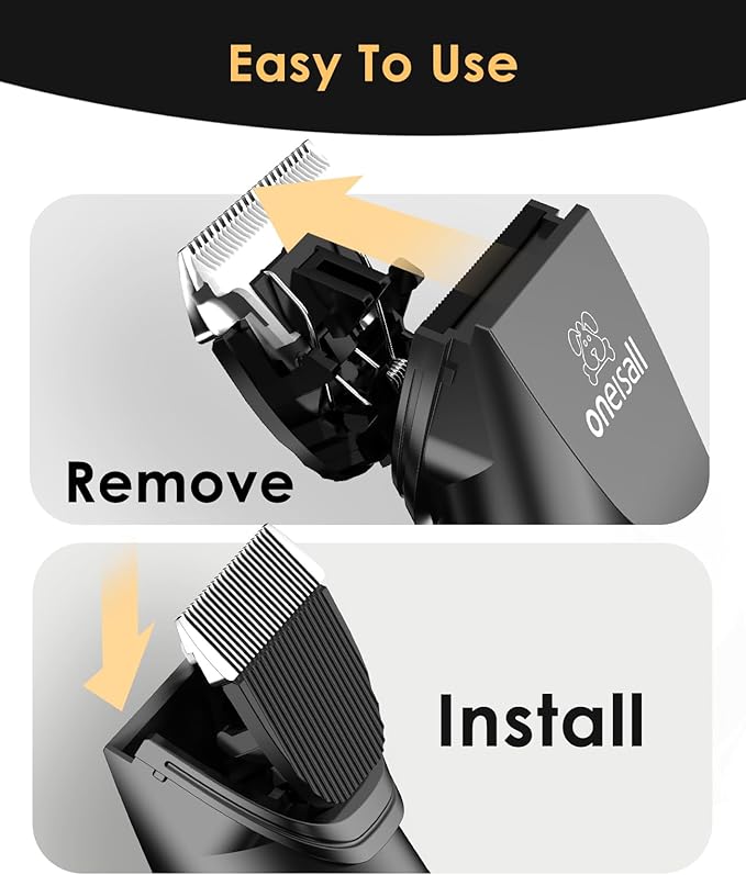 oneisall Quiet Cat Clippers for Matted & Long Hair, 2-Speed Cordless Pet Shaver Grooming Kit for Cats, Small Dogs & Animals (Black)-Mewly Pet