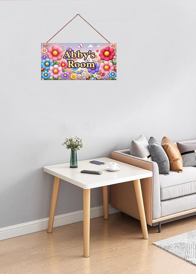 Personalized Sign Butterfly Sign Wall Art Décor For Kids Room Custom Name Door Decor, Flowers Floral Nursery Art Plate For Girls Room Boys Bedroom Garden
