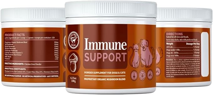Immune Support Powder Food Topper, Large 6.35oz, Proprietary Organic Mushroom Blend, 300g-Mewly Pet