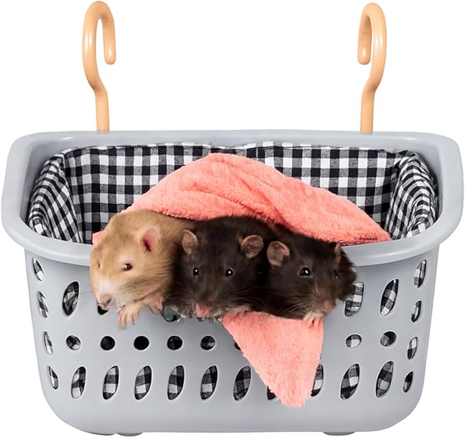 JWShang Rat Hammock for Cage, Chew Proof Hanging Basket Bed with Sturdy Hooks, Pet Cage Accessories, Safe Cozy Small Animal Rodent Hammock for Sugar Glider Mice Snuggling Sleeping-Mewly Pet