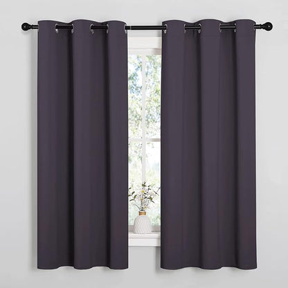 NICETOWN Greyish Purple Blackout Curtains 54 inches Length for Cafe, 2 Panels, 34" Wide, Thermal Insulated Decoration Drapes for Small Window