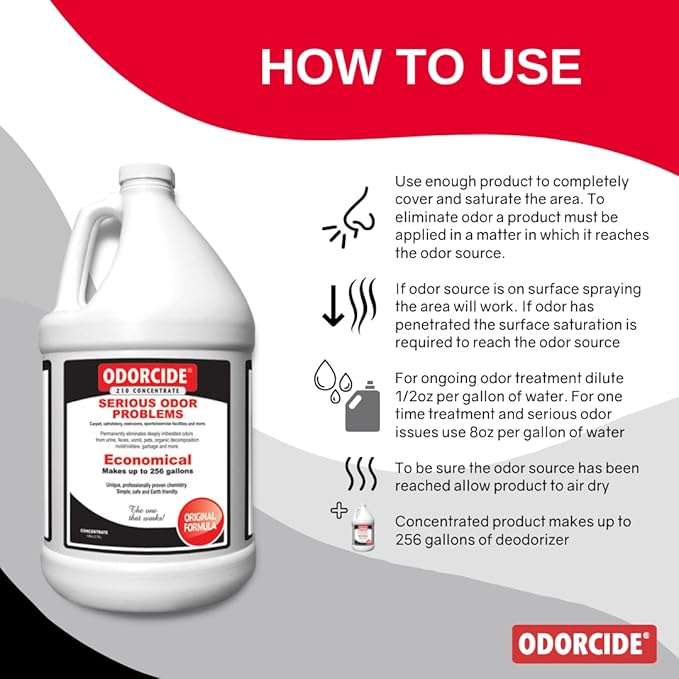 Odorcide Odor Eliminator Concentrate: Odor Eliminator for Strong Odor on Carpets, Hardwood & More - Smoke, Sweat & Pet Odor Eliminator for Home w/Non-Enzymatic Formula, 1 Gallon-Mewly Pet