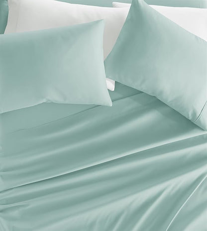 Linen Market Brushed Microfiber Full Sheet Set 4 Piece – Oeko-TEX Certified Ultra Soft & Wrinkle-Free - 16" Deep Pocket Sheets - Easy Care Full Size - Aqua