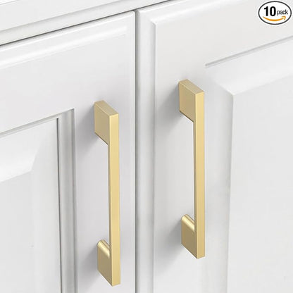 10 Pack Brushed Gold Cabinet Pulls 5 Inch Cabinet Handles Kitchen Cabinet Hardware Kitchen Handles for Brass Dresser Pulls