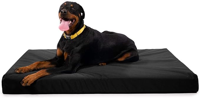K9 Ballistics Tough Ripstop Orthopedic Rectangle Dog Bed Removable Washable Cover, Solid Orthopedic Foam for X-Large Dogs 54"x38", Obsidian Black-Mewly Pet