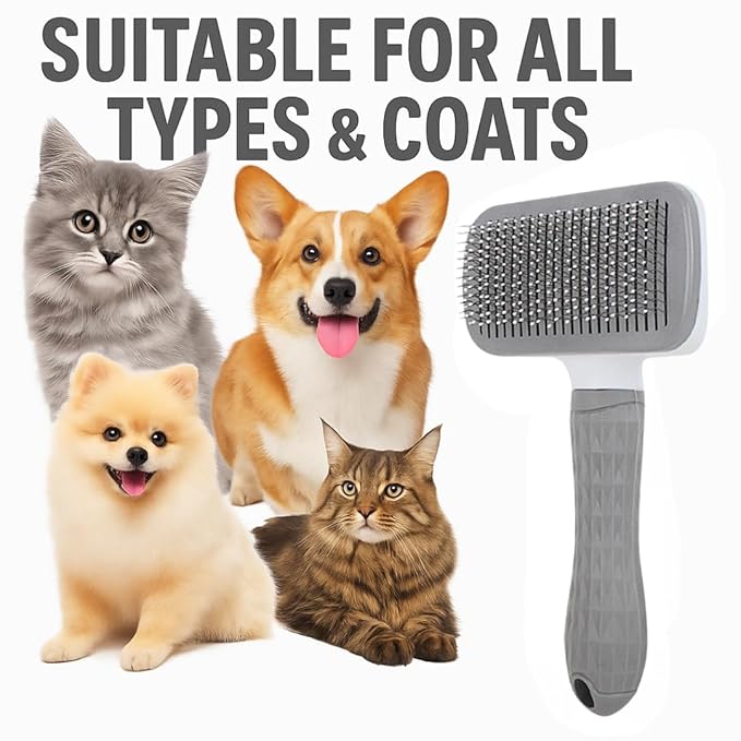 Namylya Cat Brush for Shedding & Grooming – Slicker Brush for Dogs and Cats with Long Hair – Removes Tangles, Mats & Loose Fur-Mewly Pet