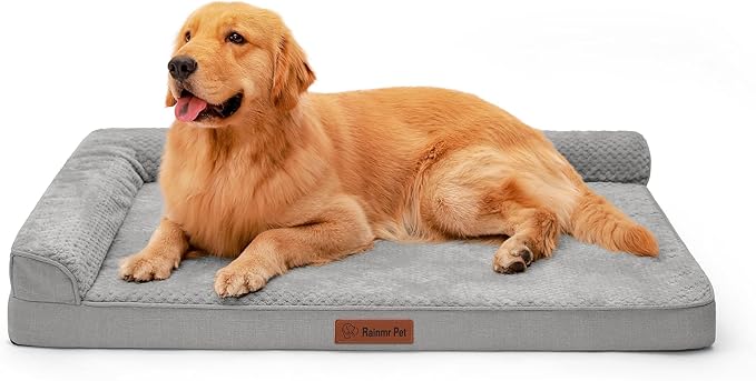 Orthopedic Dog Beds Large Sized Dog, 3 Inch Memory Foam Pet Bed for Medium and Large Dogs, Washable Removable Cover, Nonskid Bottom, Waterproof, 44x32 Inches XXL Light Grey-Mewly Pet