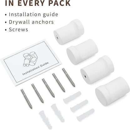 Wooden White Wall Hooks - Pack of 4 - Wall Mounted Decorative Hook - Modern Farmhouse Wood Pegs for Hanging Hat, Coat, Robe - Purse and Backpack Hanger for Entryway