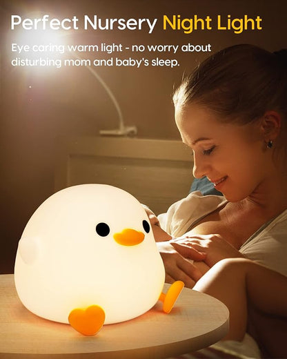 Amaredom DoDo Duck Night Light, Cute Duck Lamp, Silicone Dimmable Nursery Nightlight, Rechargeable LED Bedside Lamp with 20 Minutes Timer & Tap Control Baby Girls Women Bedrooms, Living Room