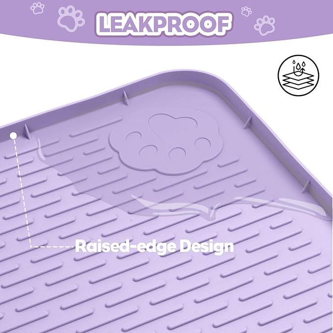 Cat Litter Mat, Extra Large 40" x 28" Silicone Mat Litter Trapping Mat for Scatter Control, Soft on Kitty Paws, Easy to Clean (Purple)-Mewly Pet