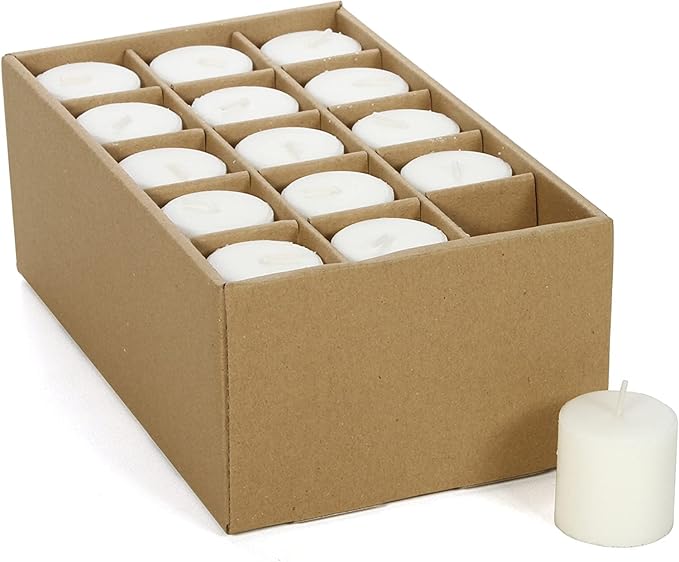 Hosley Set of 240 Unscented White Votive Candles – Bulk Pack, Clean-Burning, Long-Lasting 10-12 Hour Burn Time – Ideal for Weddings, Home Décor, Spa, and Events