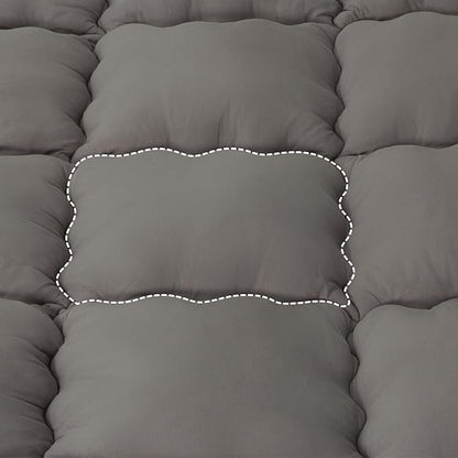 Marine Moon Mattress Topper King Cooling Bed Topper, Extra Thick Soft Mattress Pad Cover, Plush Hotel Quality Down Alternative Pillow Top Mattress Topper for Back Pain Relief with Deep Pocket, Grey