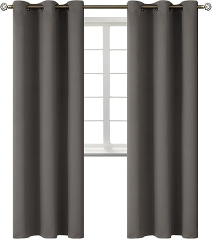 BGment Blackout Curtains for Bedroom - Grommet Thermal Insulated Room Darkening Curtains for Living Room, Set of 2 Panels (42 x 84 Inch, Grey)