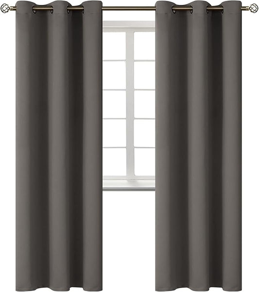 BGment Blackout Curtains for Bedroom - Grommet Thermal Insulated Room Darkening Curtains for Living Room, Set of 2 Panels (42 x 84 Inch, Grey)